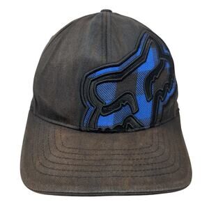 Fox Fitted Baseball Cap Black Medium Lightweight Flexfit Embroidered 6 Panel